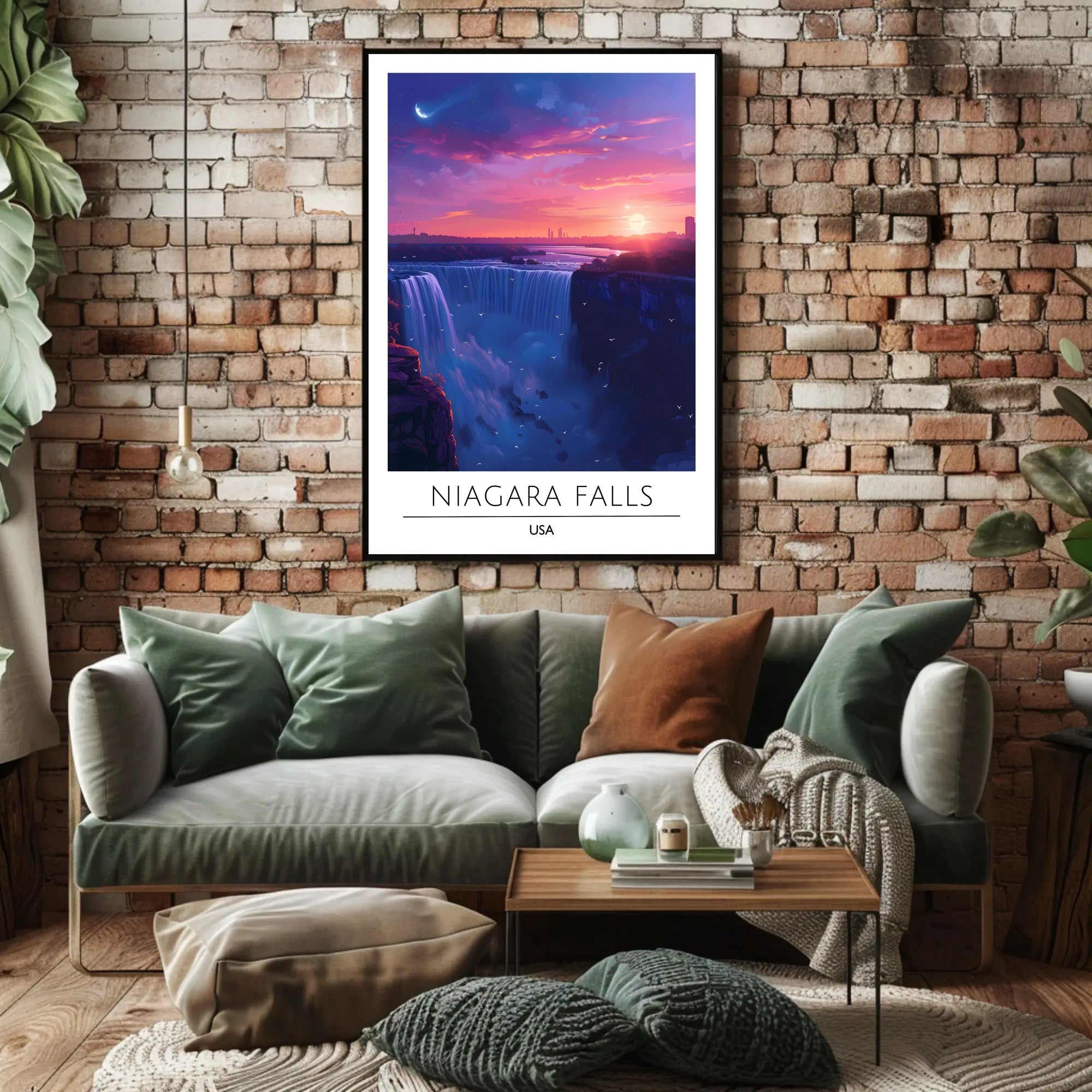 Niagara Falls Sunset Travel Poster
