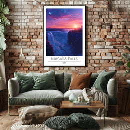 Niagara Falls Sunset Travel Poster