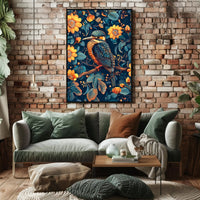 Vibrant Kingfisher Floral Paradise Poster