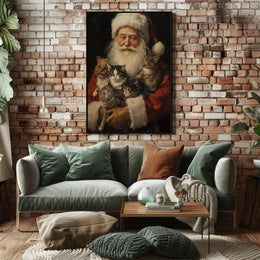 Santa Claus With Kittens Poster