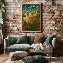 Texas Stained Glass Landscape Poster