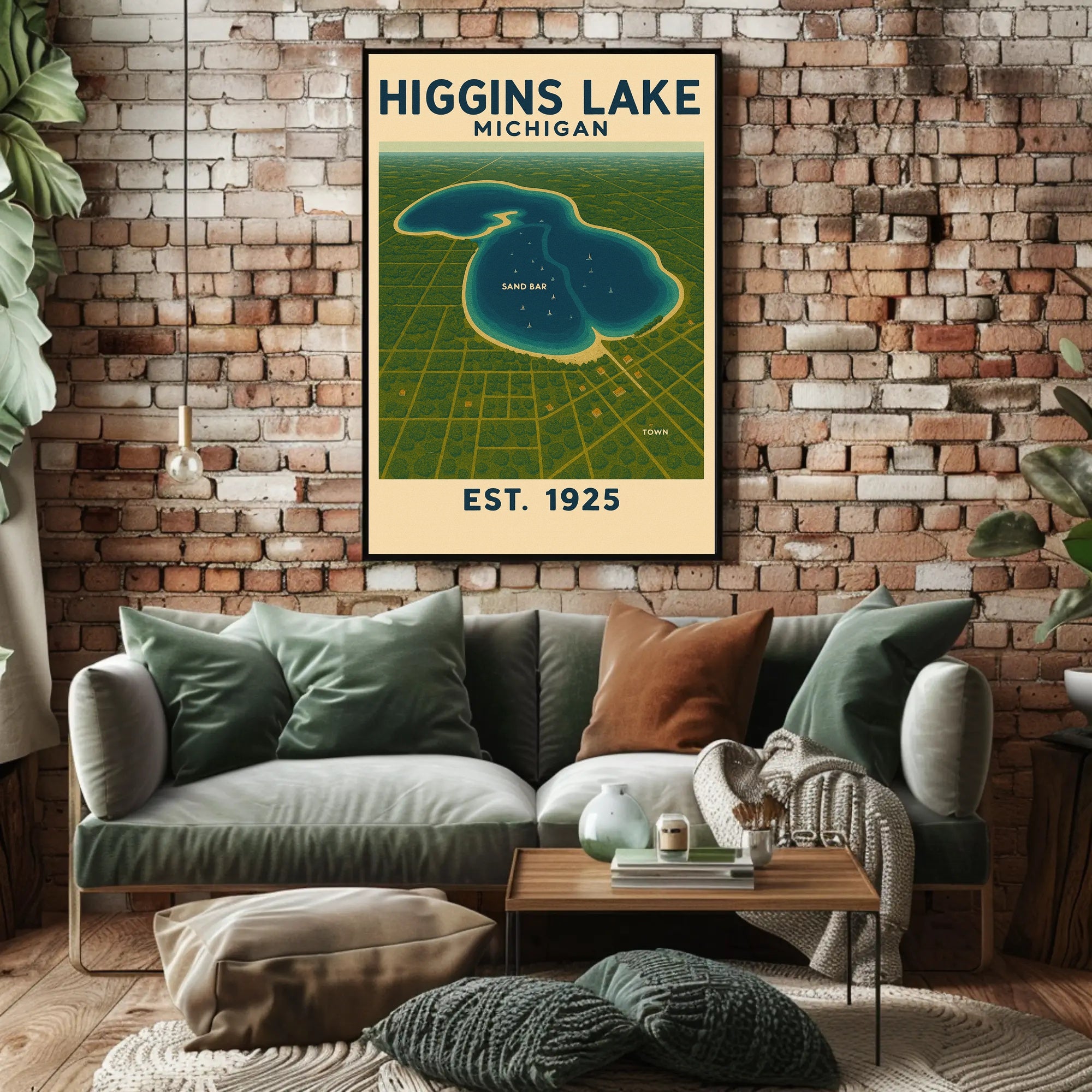 Higgins Lake Tranquil Vintage Travel Poster