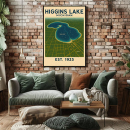 Higgins Lake Tranquil Vintage Travel Poster