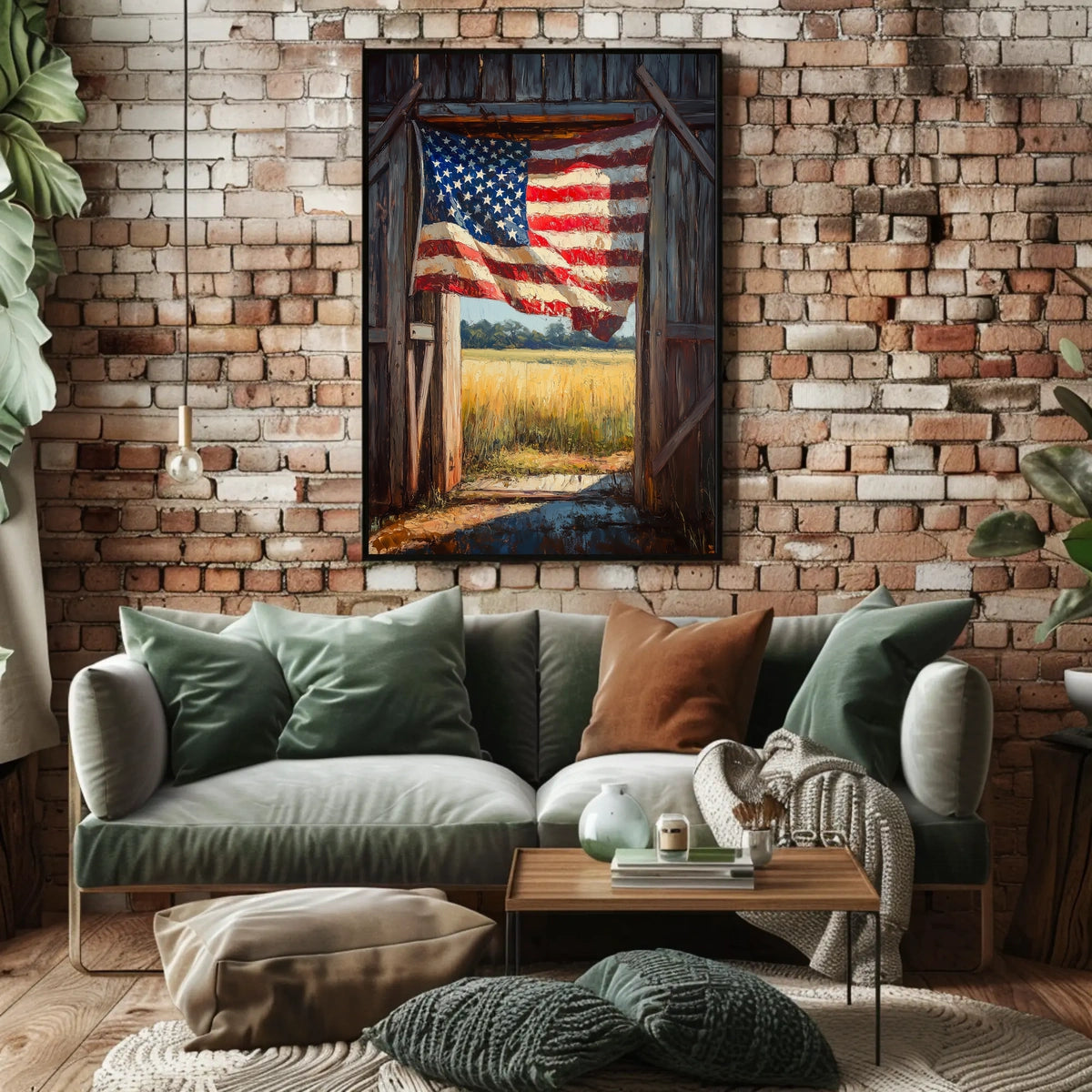 Flag Drape Rustic Barn American Flag Art Farmhouse Poster