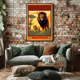 Majestic Lions in the Savannah Poster
