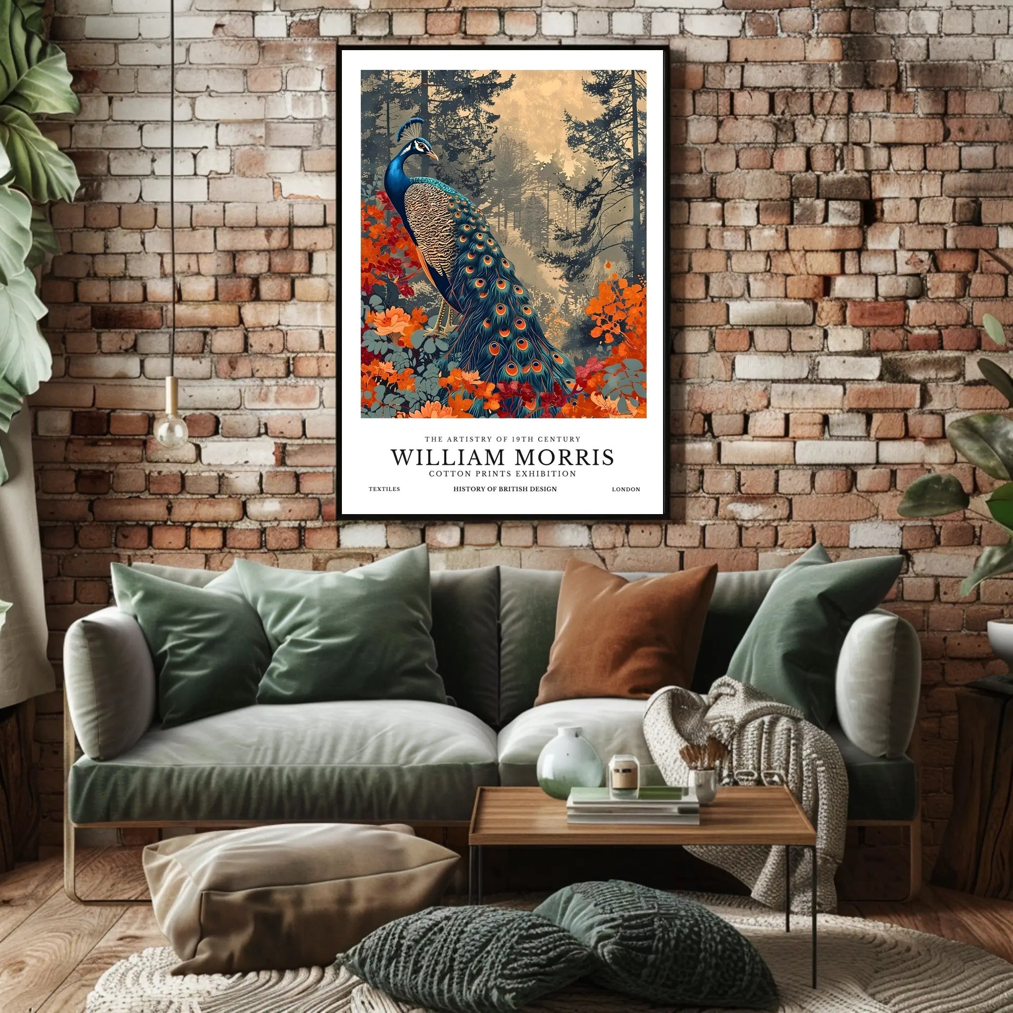 William Morris Peacock Design Cotton Prints Heritage Poster