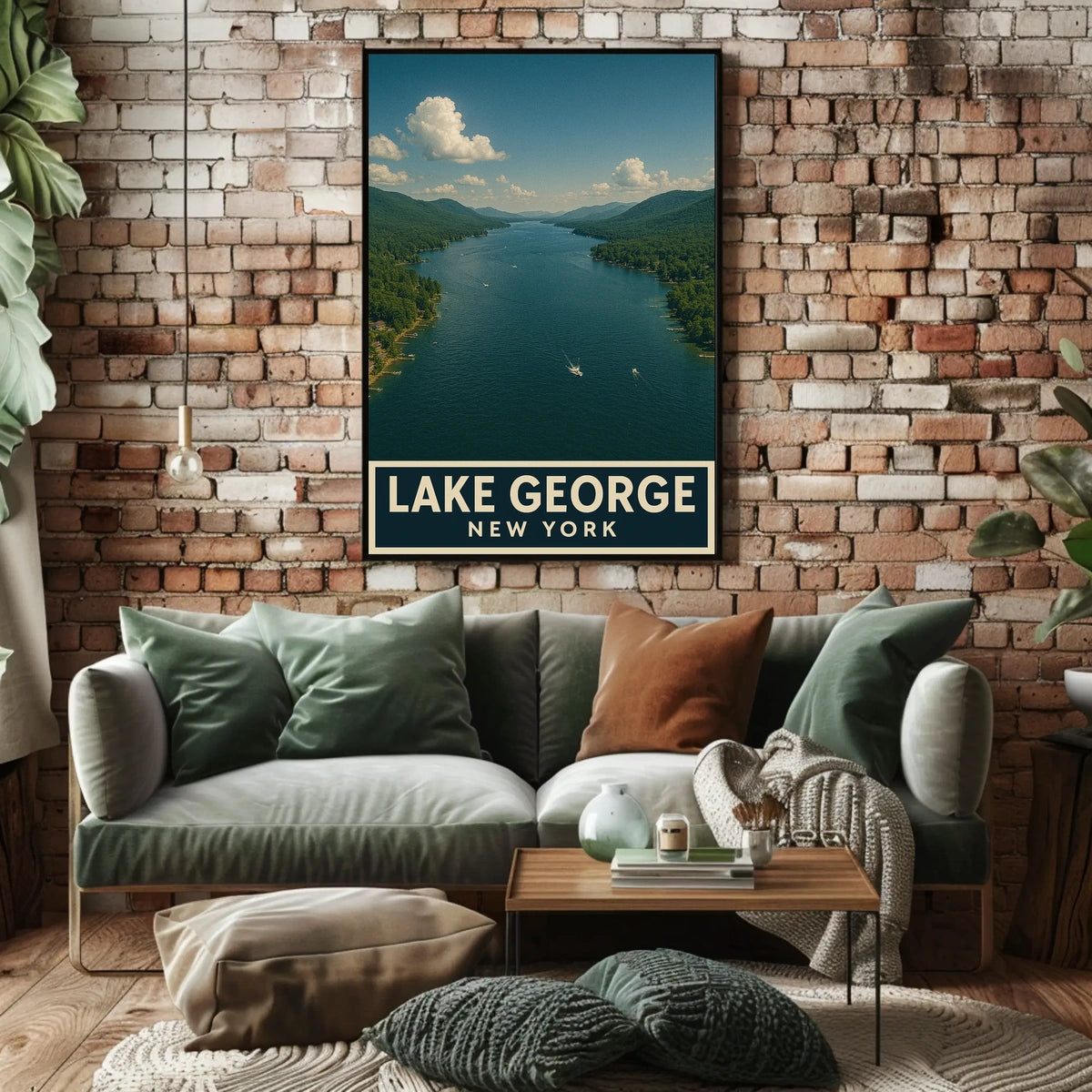 Lake George New York Poster Vintage Travel Wall Art