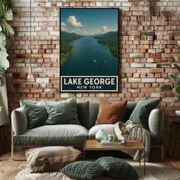 Lake George New York Poster Vintage Travel Wall Art