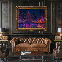 Holiday Skating in Detroit Poster