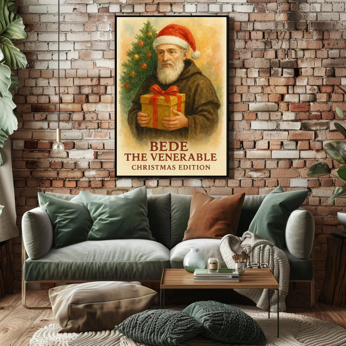Santa Monk Christmas Gift Illusion Cultural Poster