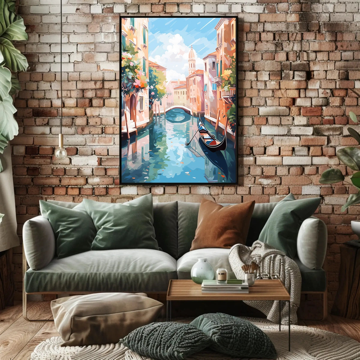 Venice Canal Gondola Scene Vintage Travel Poster