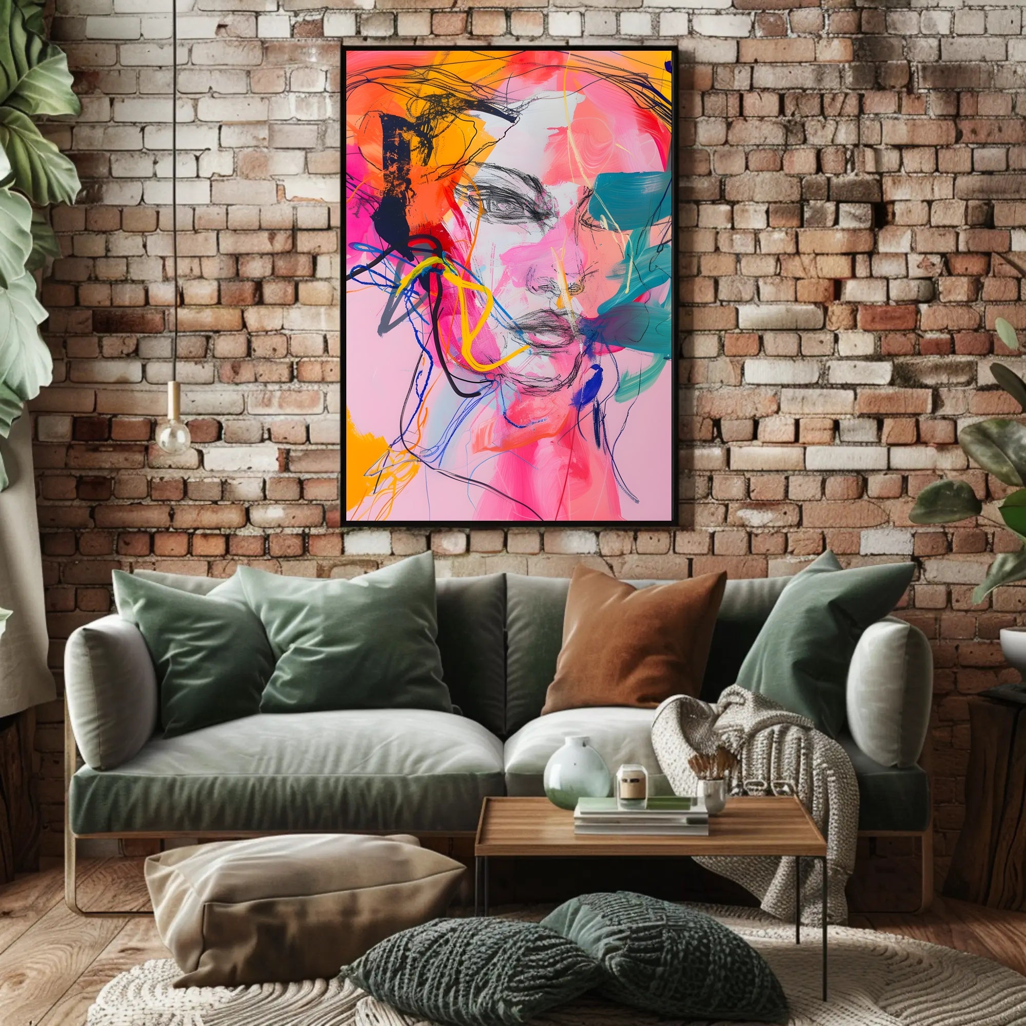Vibrant Abstract Human Face Art Poster in Abstract Category PosterGoat