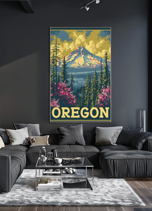 Oregon Mount Hood Forest Blooms Travel Poster