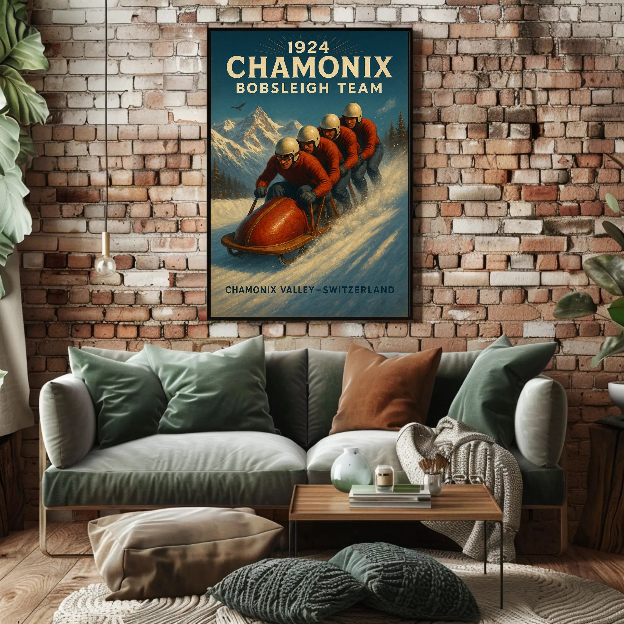 1924 Chamonix Bobsleigh Team Poster