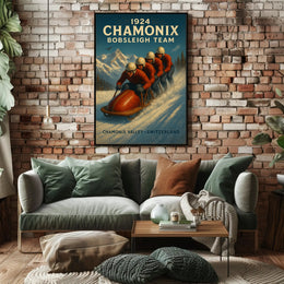 1924 Chamonix Bobsleigh Team Poster