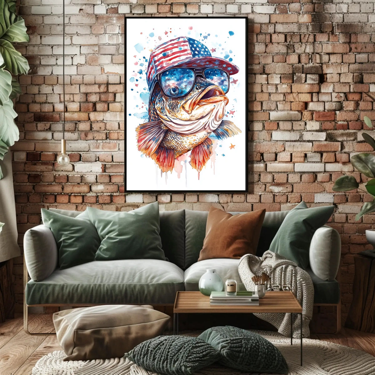 Bass Fish Wearing Backwards Snapback Cap Art Poster