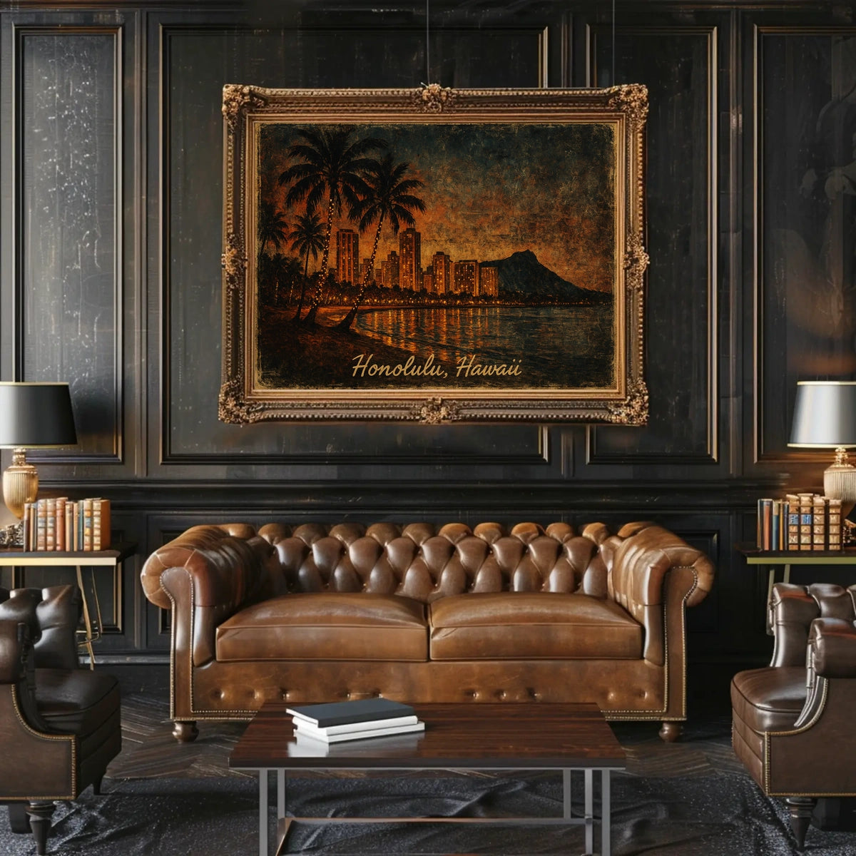 Honolulu Skyline Impressionism Travel Poster