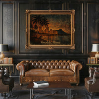 Honolulu Skyline Impressionism Travel Poster