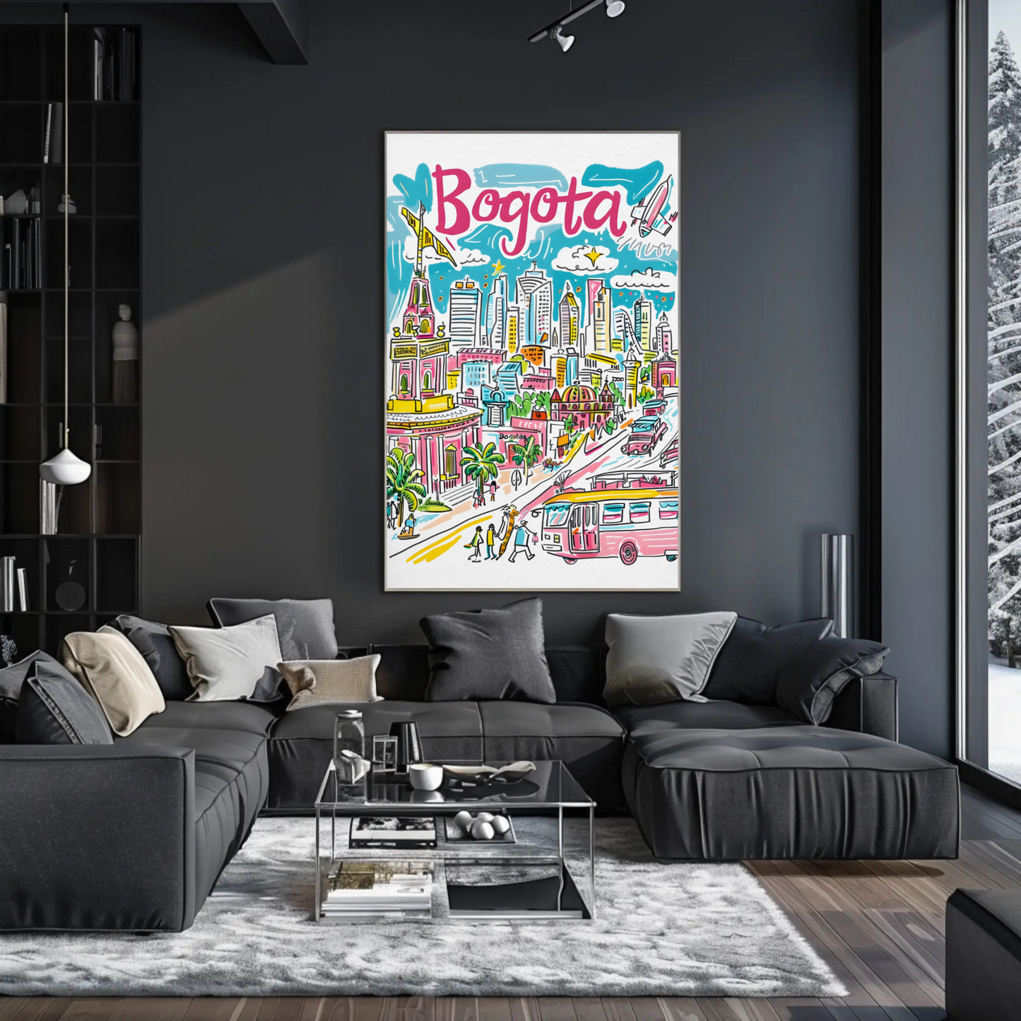Bogota Colombia Colorful Urban Skyline Travel Poster