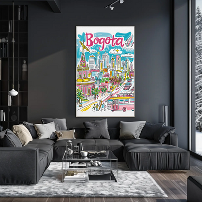 Bogota Colombia Colorful Urban Skyline Travel Poster