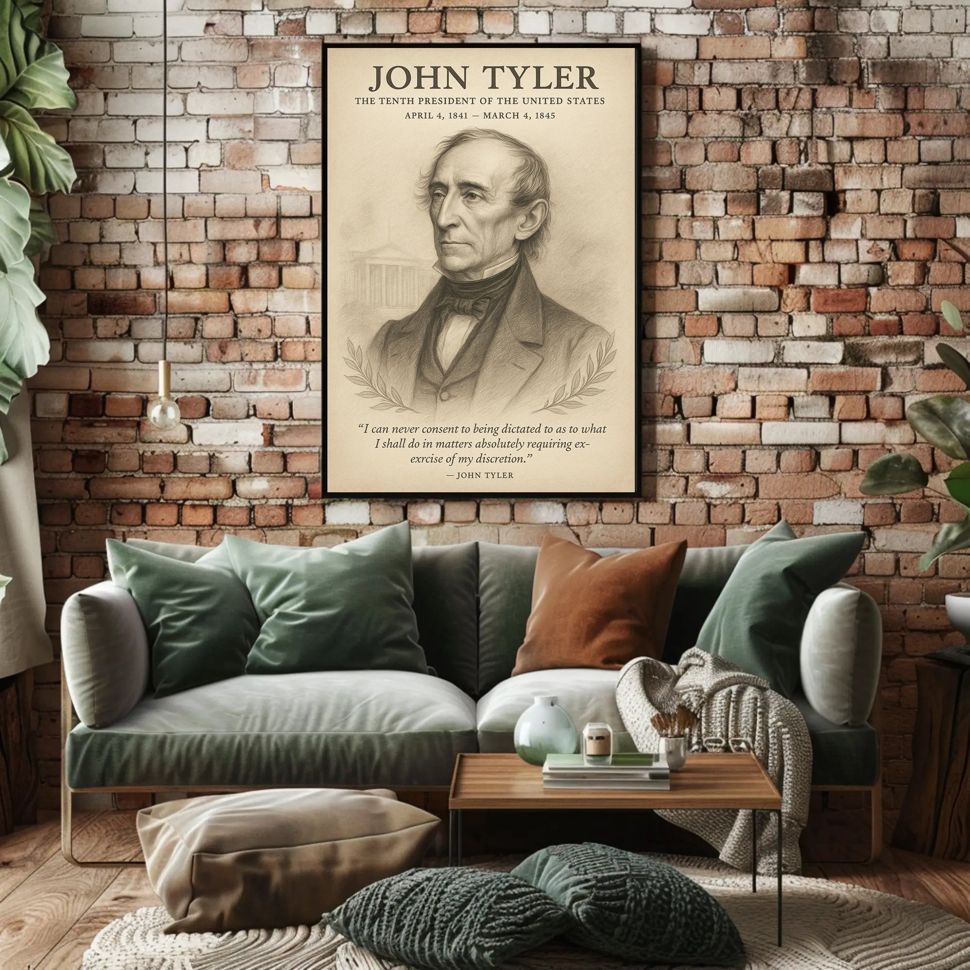 John Tyler 10th President Sketch Poster Art Print for Home Decor PosterGoat