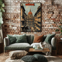 Milan Vintage Urban Scene Travel Poster