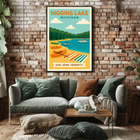 Higgins Lake Getaway: Modern Travel Poster