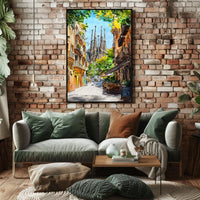Spain Barcelona Sagrada Familia Street View City Poster