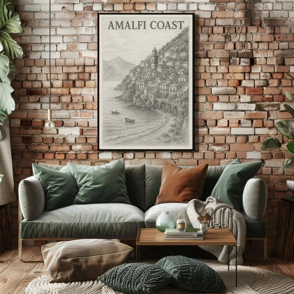 Amalfi Coast Poster Wall Art for Coastal Decor and Travel