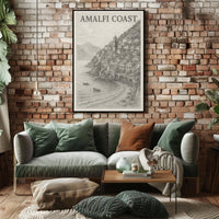 Amalfi Coast Poster Wall Art for Coastal Decor and Travel