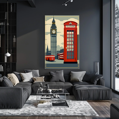 London Red Phone Booth Big Ben Travel Poster