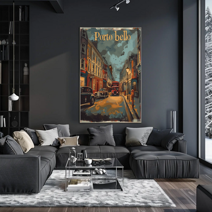 Portobello Road London Vintage Street Travel Poster