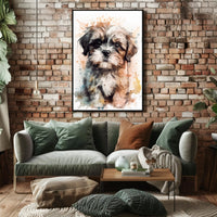 Watercolor Puppy Poster Cute Pet Wall Art Print