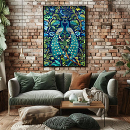 Exquisite Peacocks in Lush Foliage Animal Poster