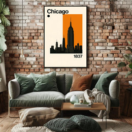 Chicago Cityscape Silhouette Art Print Travel Poster