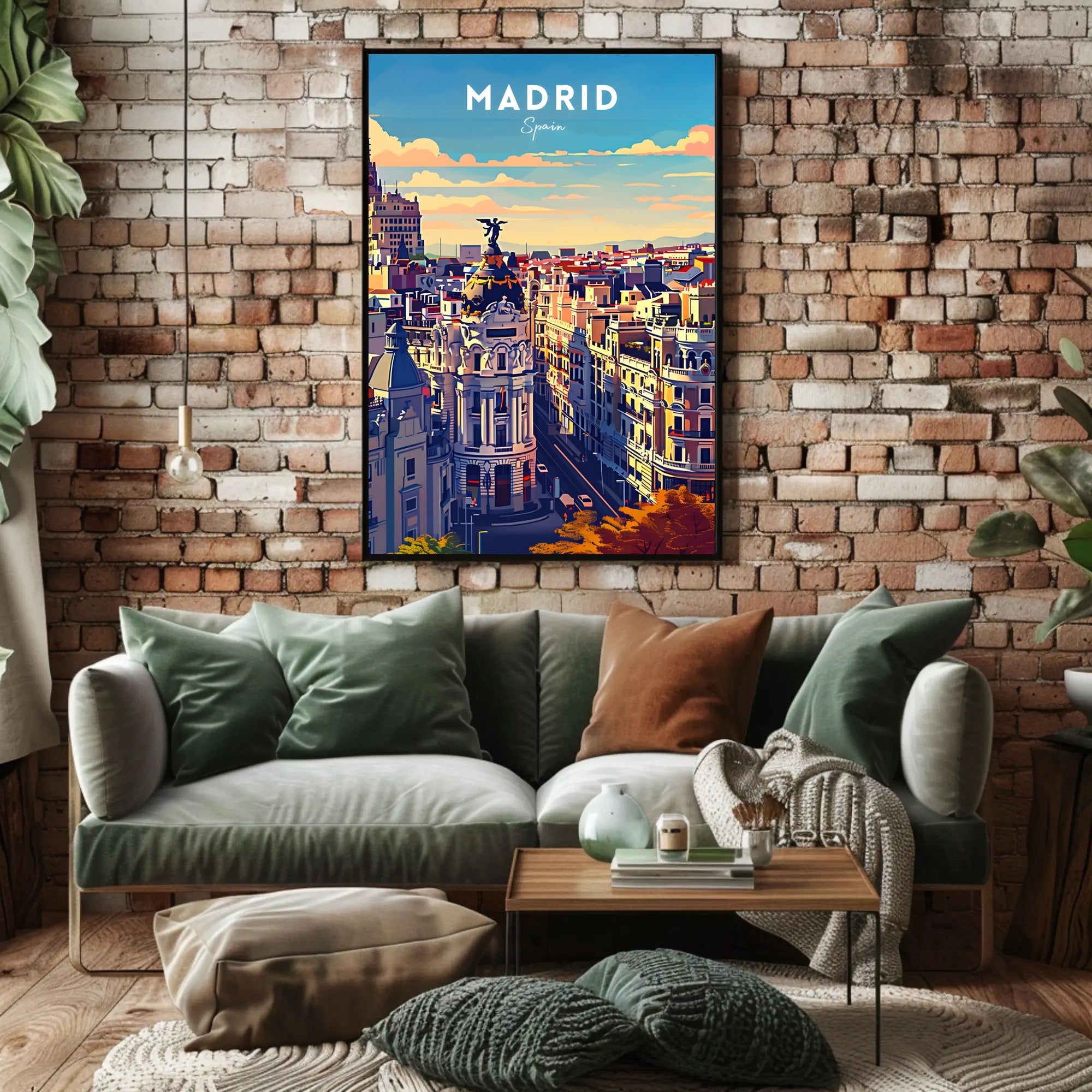 Madrid Skyline at Sunset Modern Travel Poster