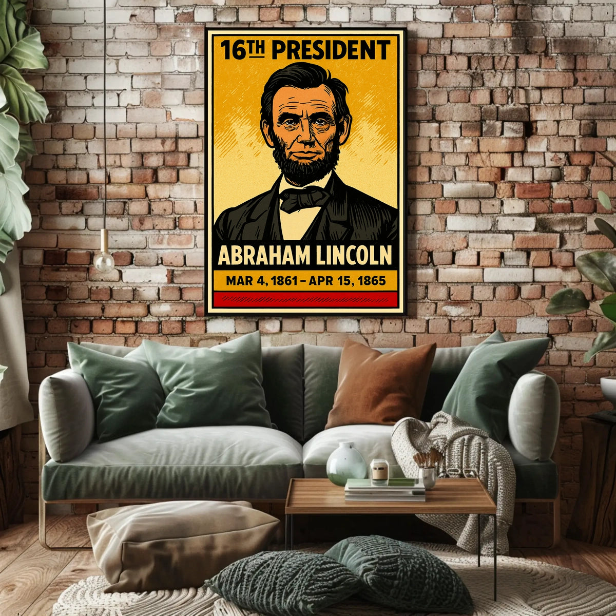 Abraham Lincoln 16th President of the United States Inked Comic Style Poster