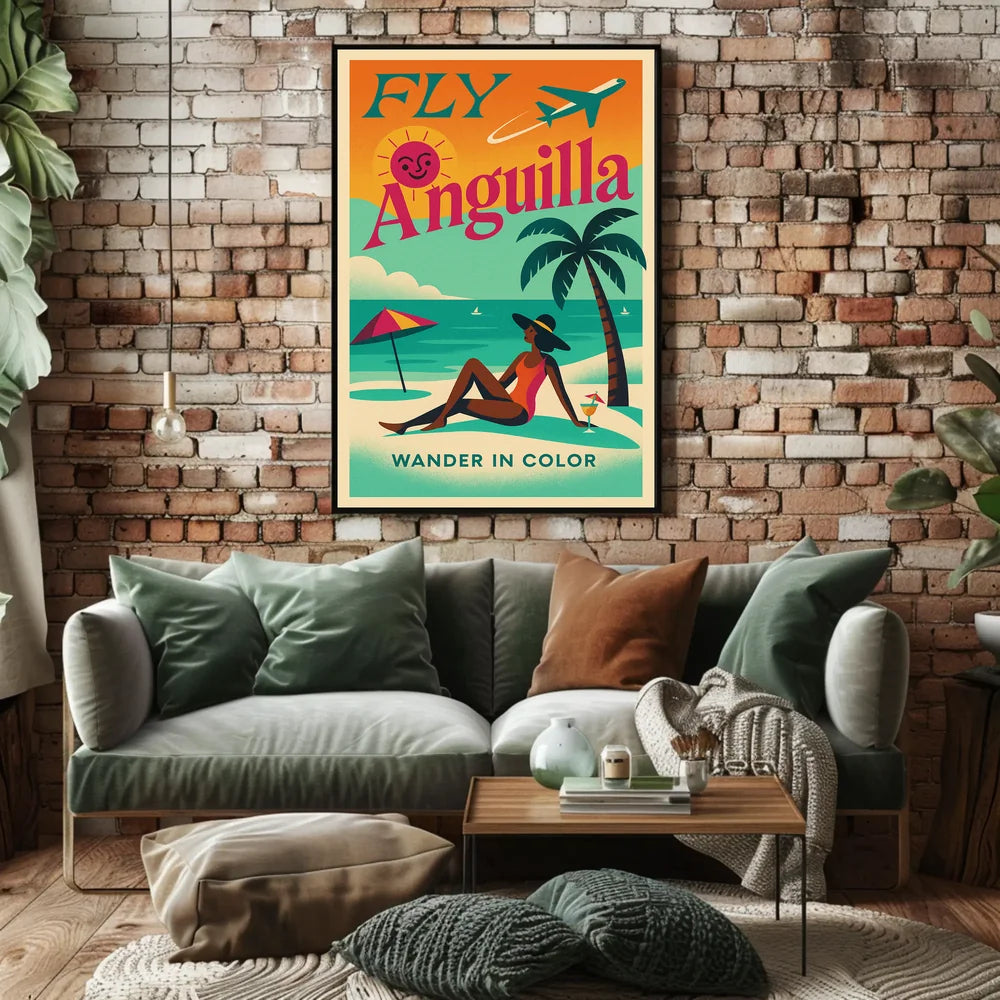 Anguilla Vintage Travel Art Tropical Beach Paradise Travel Poster PosterGoat