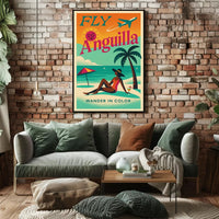 Anguilla Vintage Travel Art Tropical Beach Paradise Travel Poster PosterGoat