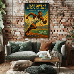 Jesse Owens Triumph 1936 Olympics Vintage Art Poster