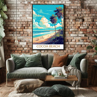 Cocoa Beach Sunlit Vintage Travel Poster