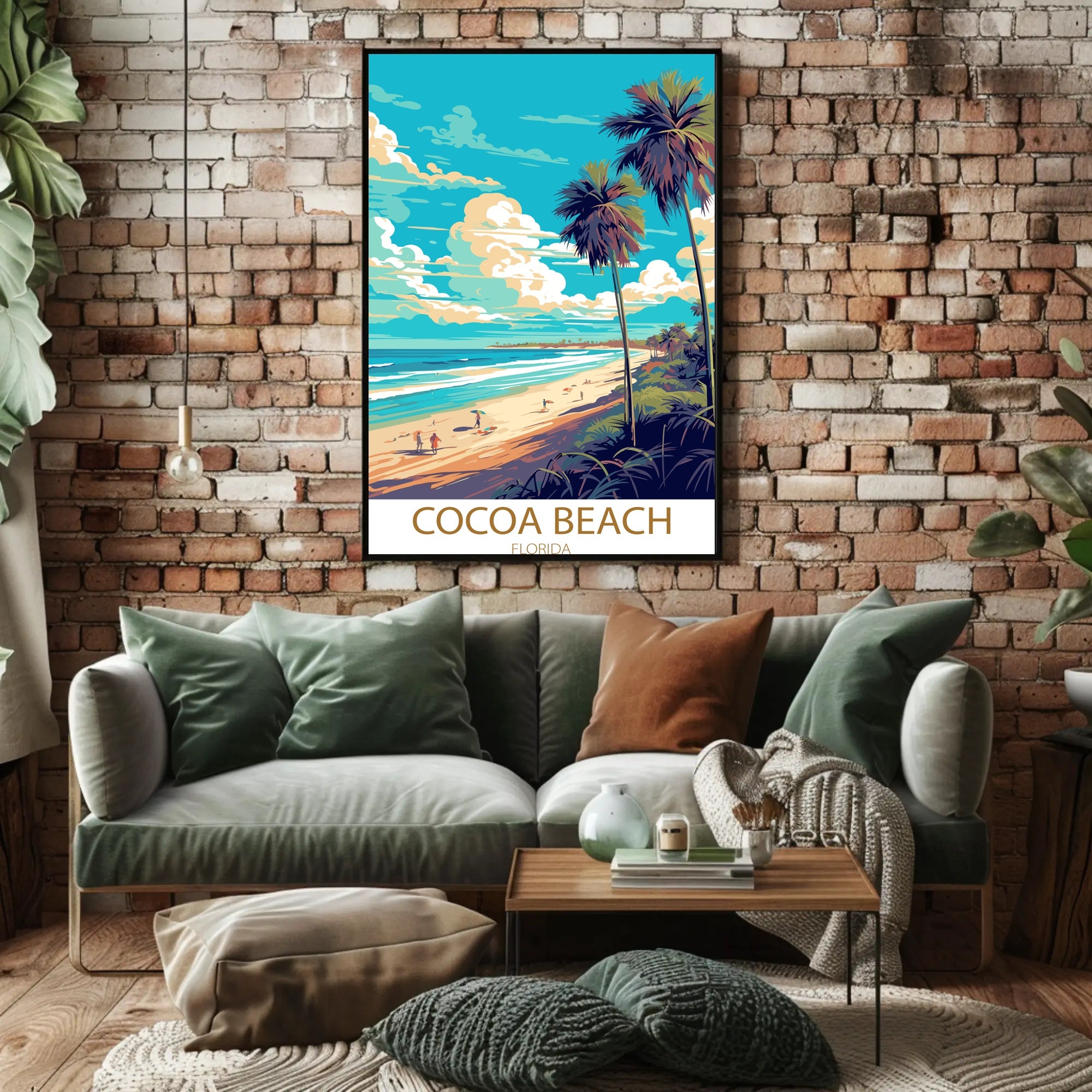 Cocoa Beach Sunlit Vintage Travel Poster