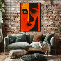 Abstract Portrait Poster Orange Black Modern Art