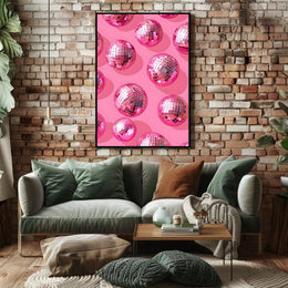 Pink Disco Balls Pattern Art Print - Abstract or Artistic Poster PosterGoat