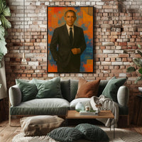 Person in Suit with Abstract Geometric Art Poster