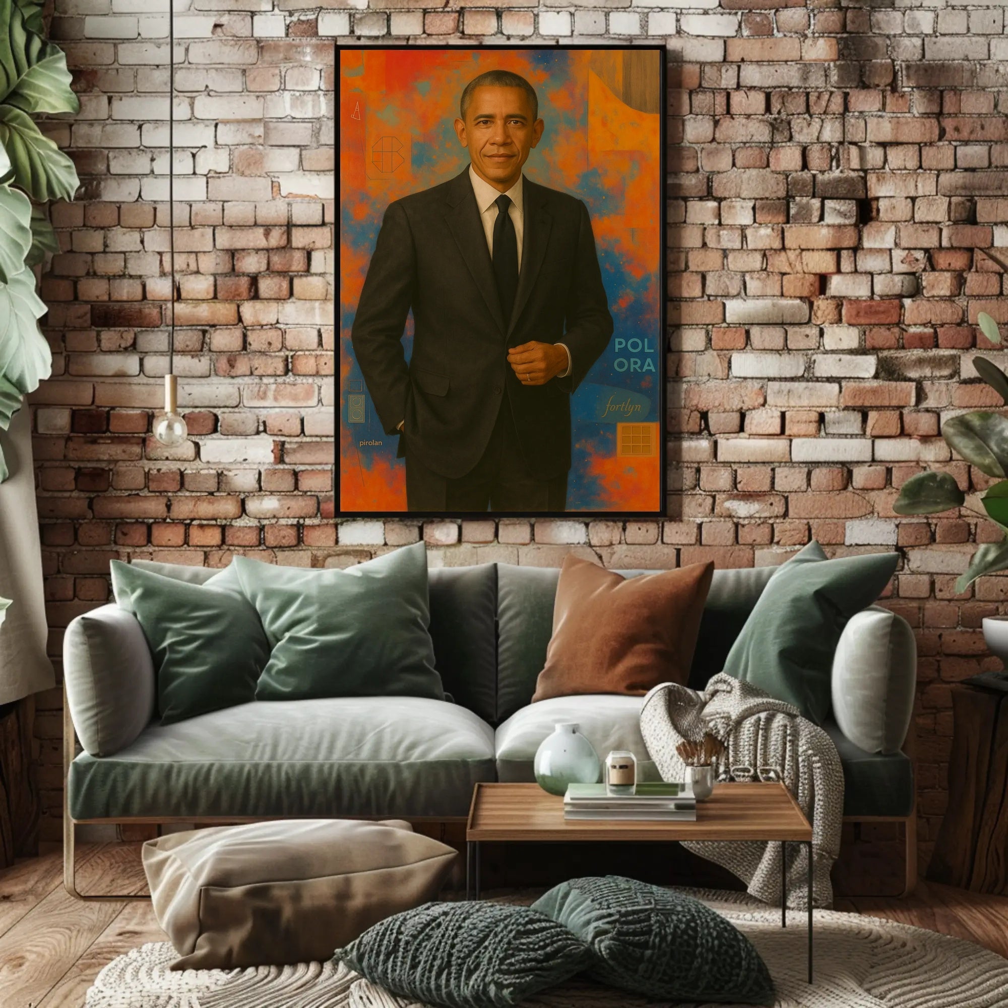 Person in Suit with Abstract Geometric Art Poster