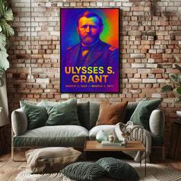Ulysses S. Grant 18th President of the United States Neon Gradient Overlay Poster