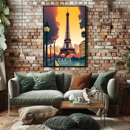 Eiffel Tower Sunset Elegance Travel Poster