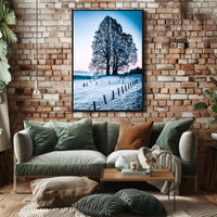 Majestic Winter Tree Scenic Landscape Art Poster