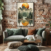 Serene Mountain Reflection Art Print Poster for Home Decor PosterGoat